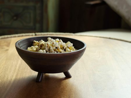 Tribal Mango Wood Bowl With Stand Large Brown For Cheap