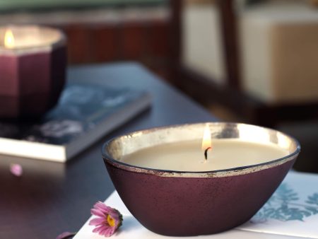 Tinsel Maroon Wax Filled Glass Bowl For Sale