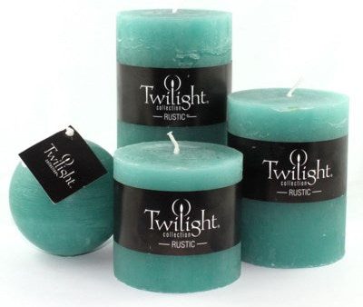 3  x 4  Unscented Twilight Pillar Candles - Turquoise For Sale