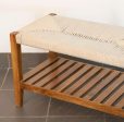 Twine Wooden Bench with Rack (White) Sale