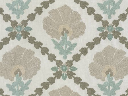 P K Lifestyles Grand Fleur Embroidery - Mist 411402 Fabric Swatch For Discount