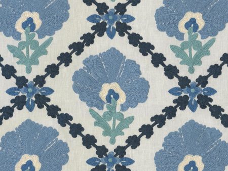 P K Lifestyles Grand Fleur Embroidery - Porcelain 411403 Fabric Swatch For Discount