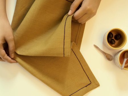 Mustard Linen Napkin Set of 6 Online now