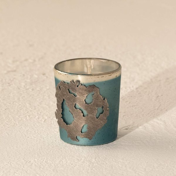 Mozaic Blue Wax Filled Glass Votive Online Sale