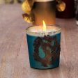 Mozaic Blue Wax Filled Glass Votive Online Sale