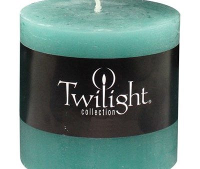 3  x 3  Scented Twilight Pillar Candles - Turquoise with Ocean Breeze Hot on Sale