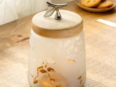 Twigy Frosted Glass Jar with Wooden Lid (Tall) Sale