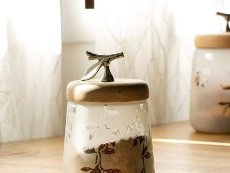 Twigy Frosted Glass Jar with Wooden Lid (Short) Online Hot Sale