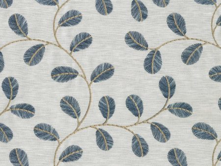 P K Lifestyles Leaf Love Embroidery - Lapis 410532 Upholstery Fabric Discount