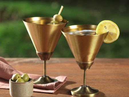 Ornate Brass Martini Glass Set of 2 For Discount