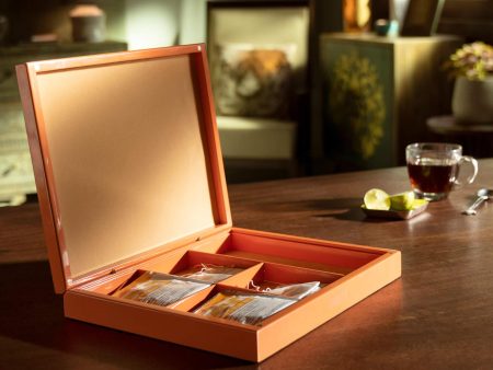 Wood Tea Box Large Orange For Discount