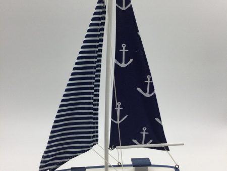 Wood Sailboat Blue   White Sale