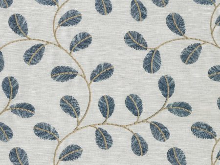 P K Lifestyles Leaf Love Embroidery - Lapis 410532 Fabric Swatch For Discount