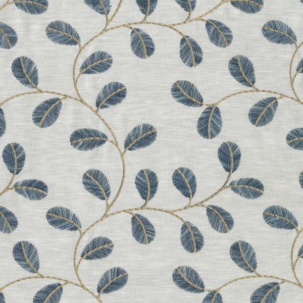 P K Lifestyles Leaf Love Embroidery - Lapis 410532 Fabric Swatch For Discount