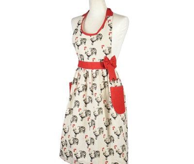 Watercolor Rooster Kelly Apron - Red Hot on Sale