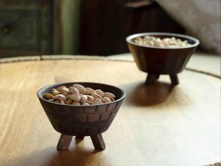 Tribal Mango Wood Bowl With Stand Small Brown on Sale