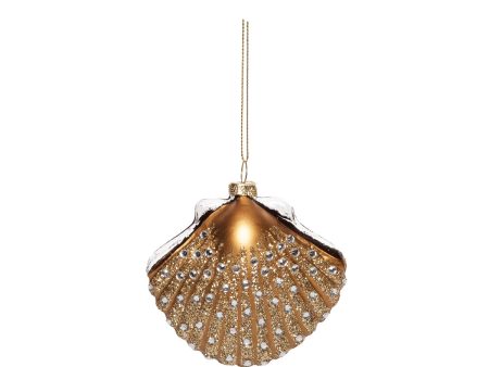 Blown Glass Gold Fan Shell Ornament For Discount