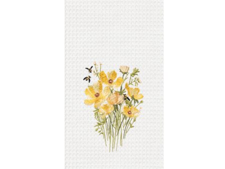 Honey Bee and Yellow Floral Kitchen Towel Cheap