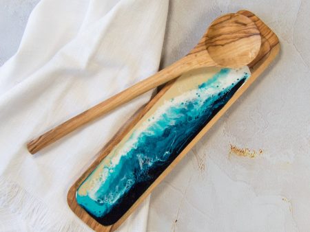 Ocean Design Olive Wood Spoon Rest and Spoon For Cheap