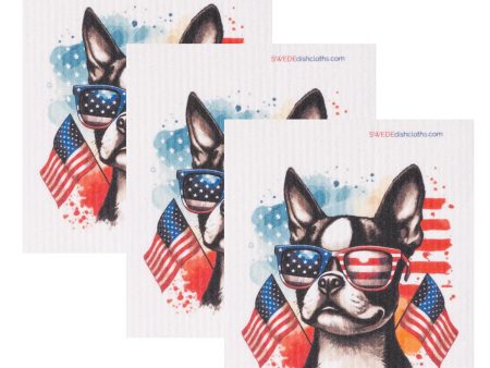 Swedish Dishcloth Set of 3 - Patriotic French Bulldog Cheap