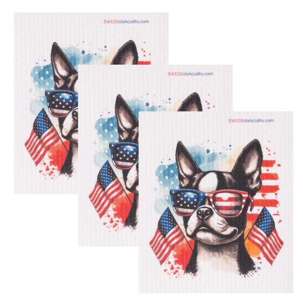 Swedish Dishcloth Set of 3 - Patriotic French Bulldog Cheap