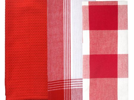 Variety Towel Set - Bright Red Set of 3 Cheap