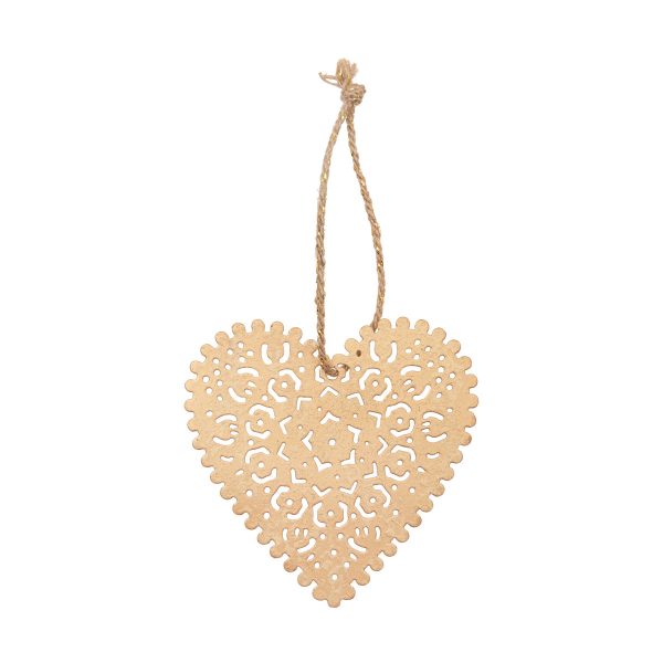 Heart Gold Metal Ornament For Discount