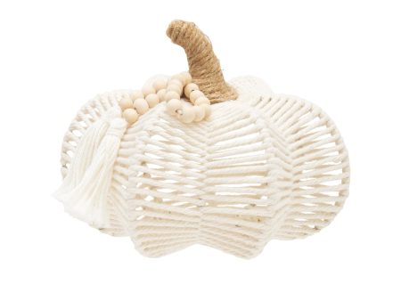 Medium Jute Woven Pumpkin Figurine For Sale