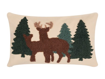 Deer Forest Hooked Pillow Supply