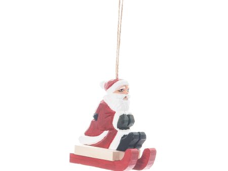 Wood Santa On Sled Ornament Hot on Sale