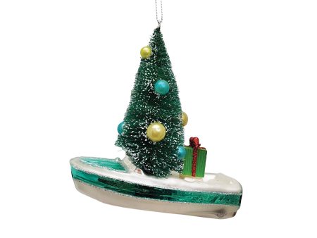 Blown Glass Tree In Boat Ornament Online