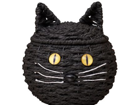 Black Cat Handwoven Basket For Discount