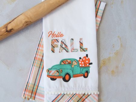 Tea Towel Set of 2 - Hello Fall Truck Online now