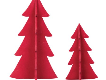 Flocked Red Tree Figure, Set of 2 Cheap