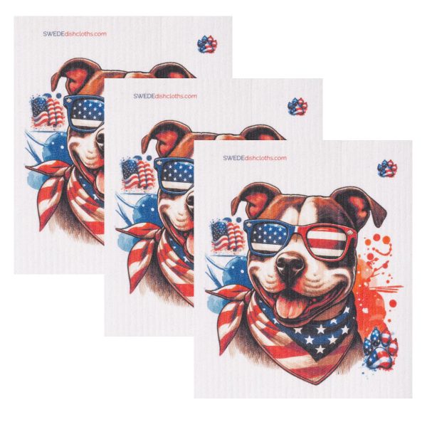 Swedish Dishcloth Set of 3 - Patriotic Bulldog For Discount