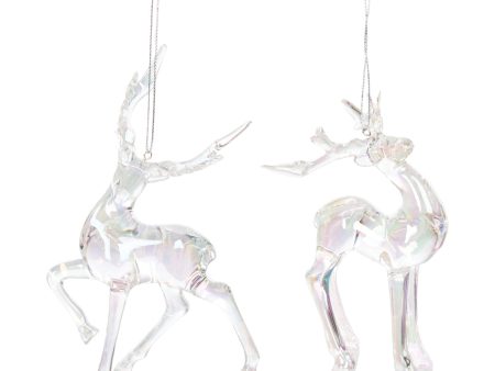 Acrylic White Deer Ornament, Asst. of 2 For Cheap