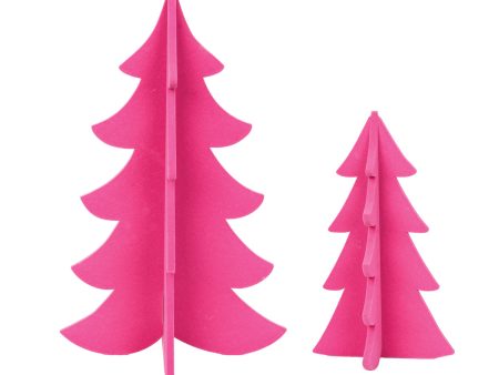 Flocked Pink Tree Figure, Set of 2 Online now