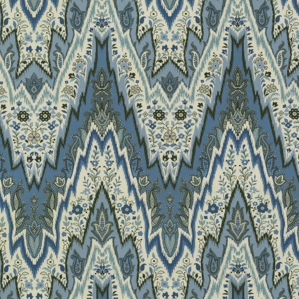 Williamsburg Bray Flamestitch - Indigo 750691 Upholstery Fabric Supply