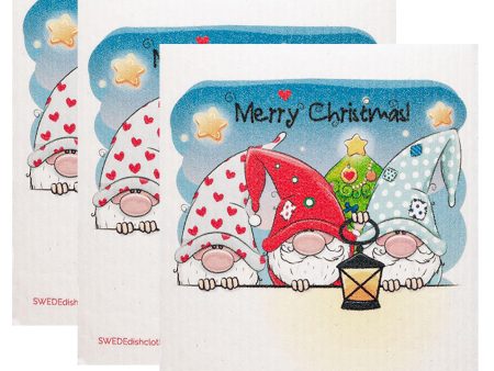 Swedish Dishcloth Set of 3 - Christmas 3 Gnomes Cheap