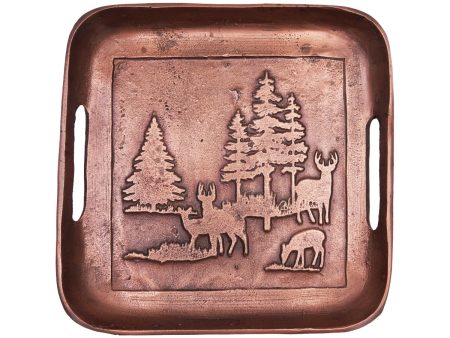 Deer Scene Metal Tray on Sale