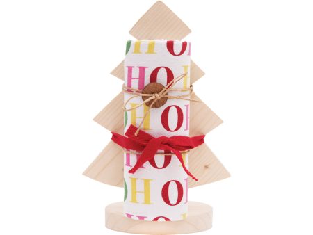 Ho Ho Ho Towel & Tree Stand, Set of 2 Discount