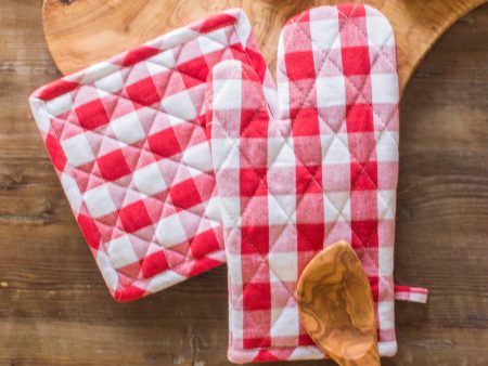 Dunroven House Buffalo Check on White Oven Mitt For Cheap