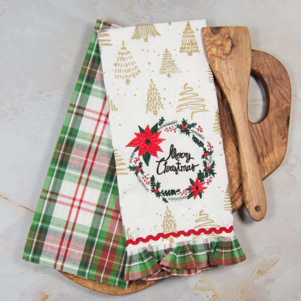 Tea Towel Set of 2 - Assorted Holiday Trees For Discount