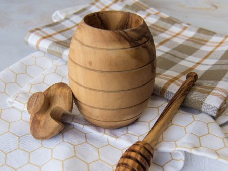 Olive Wood Honey Jar and Dipper Cheap