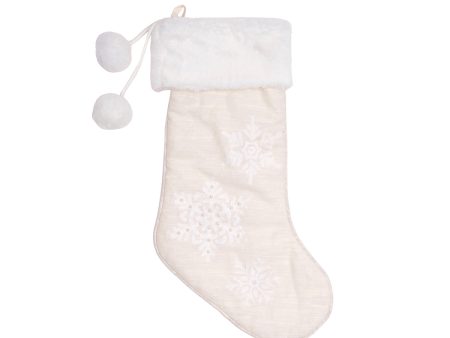 White Christmas Snowflake Stocking on Sale