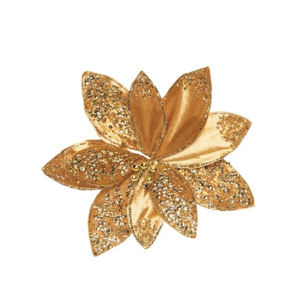 Gold Shimmer Poinsettia Clip Ornament Discount