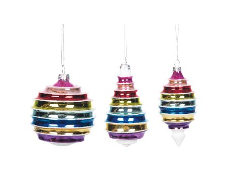 Boho Stripe Ornament, Asst. of 3 For Discount