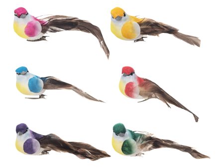 Colorful Bird Clip Ornament, Asst. of 6 on Sale