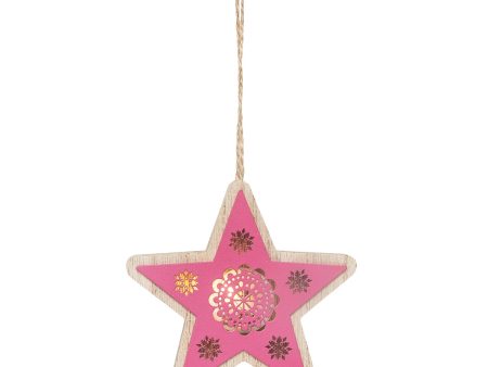 LED Pink Star Ornament Sale