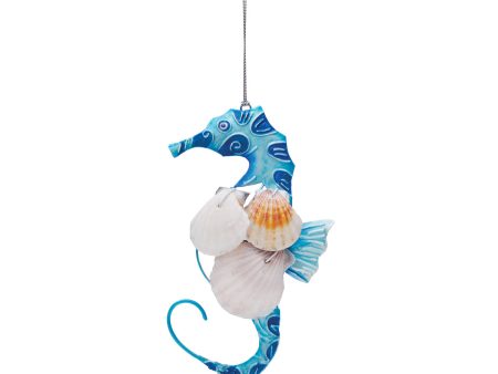 Blue Seahorse & Shell Ornament For Sale